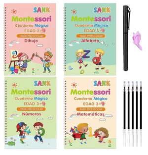 KIT CUADERNOS  MAGICOS  CALIGRAFIA EN  ALTO RELIEVE  x 4  MODULOS  Y 10 MINAS